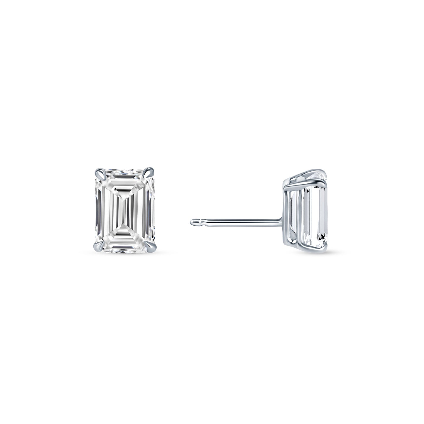 Classic Emerald Cut Lab Grown Diamond Stud Earrings IGI Certified 2-5 Carat
