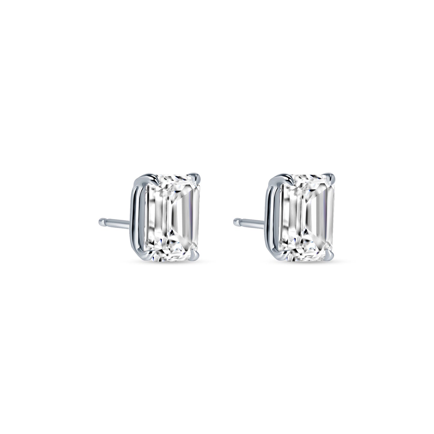 Classic Emerald Cut Lab Grown Diamond Stud Earrings IGI Certified 2-5 Carat