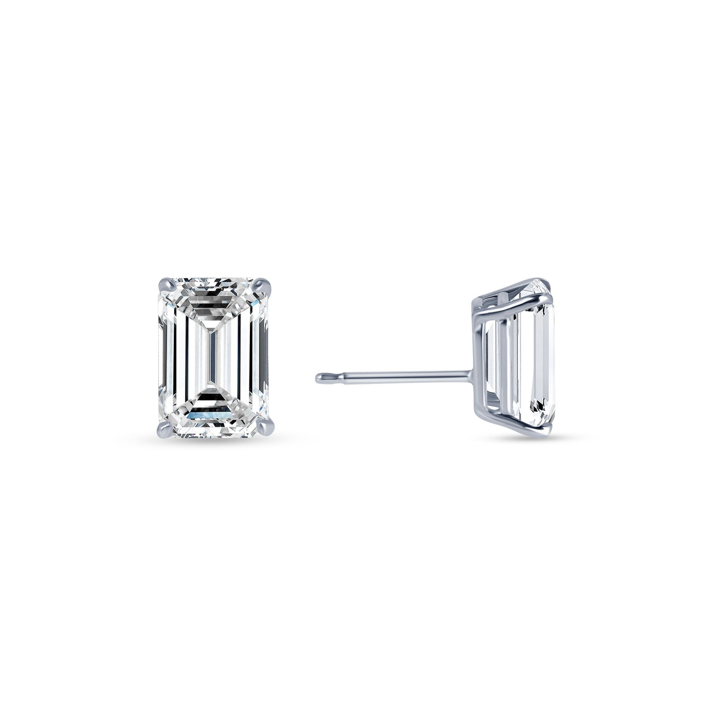 Classic Emerald Cut Lab Grown Diamond Stud Earrings IGI Certified 2-5 Carat