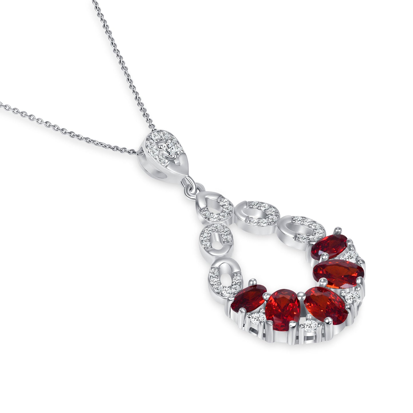 Multi Gem Oval Cut Ruby Diamond Necklace