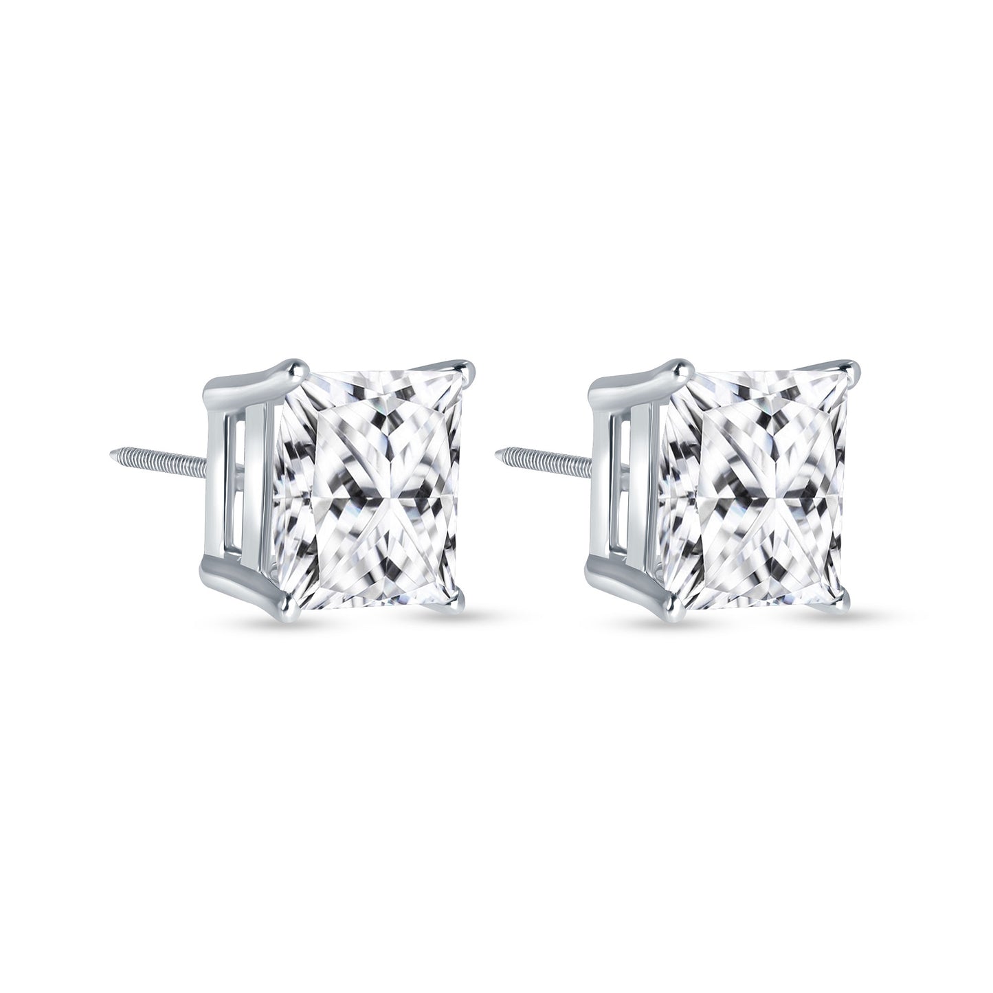 Classic Princess Cut Lab Grown Diamond Stud Earrings 2-5 Carats IGI Certified