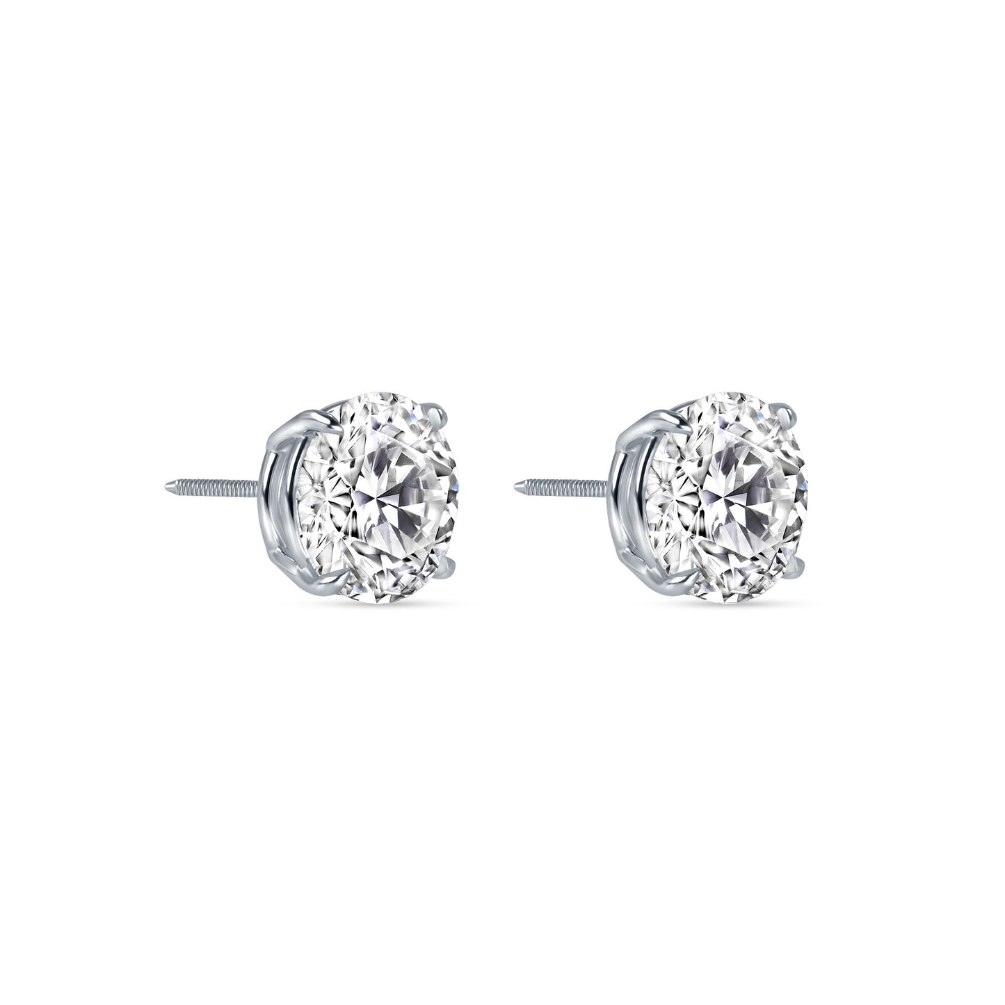 Classic Round Cut Lab Grown Diamond Stud Earrings 2-5 Carat IGI Certified