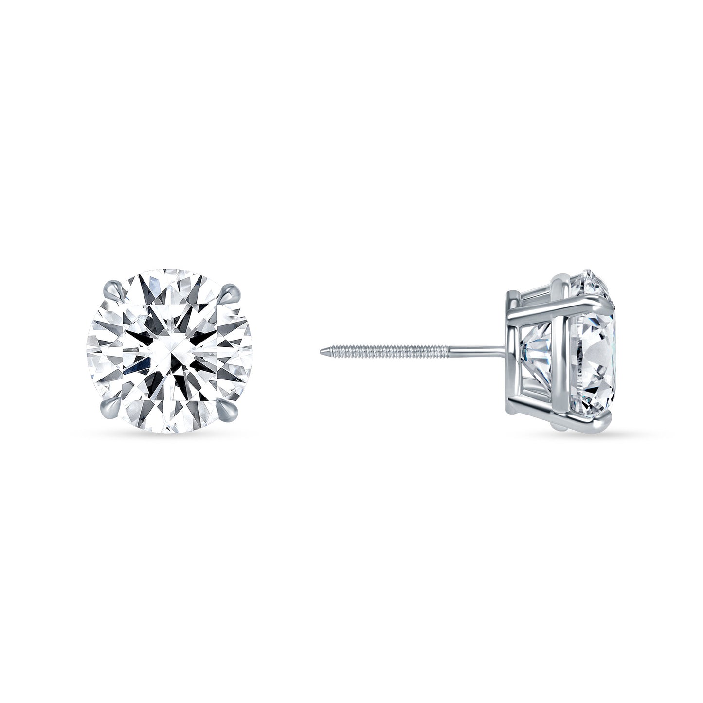 Classic Round Cut Lab Grown Diamond Stud Earrings 2-5 Carat IGI Certified