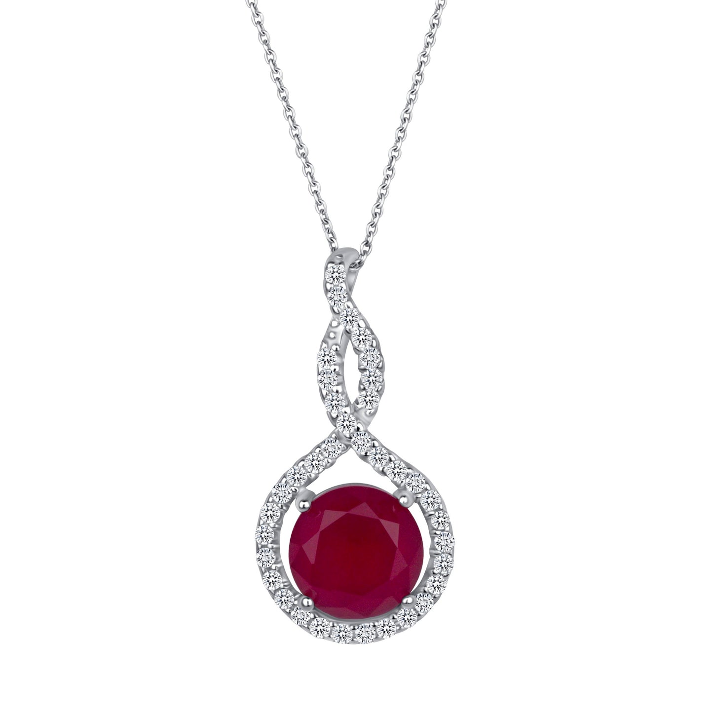 Round Cut Ruby Diamond Necklace
