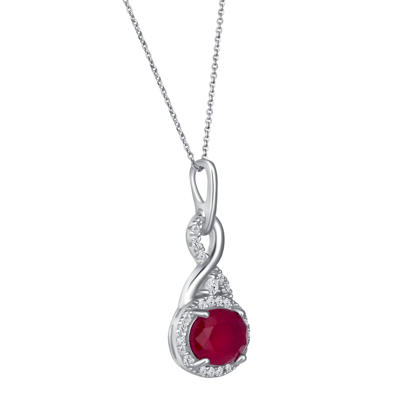 Horizontal Oval Cut Ruby Diamond Necklace