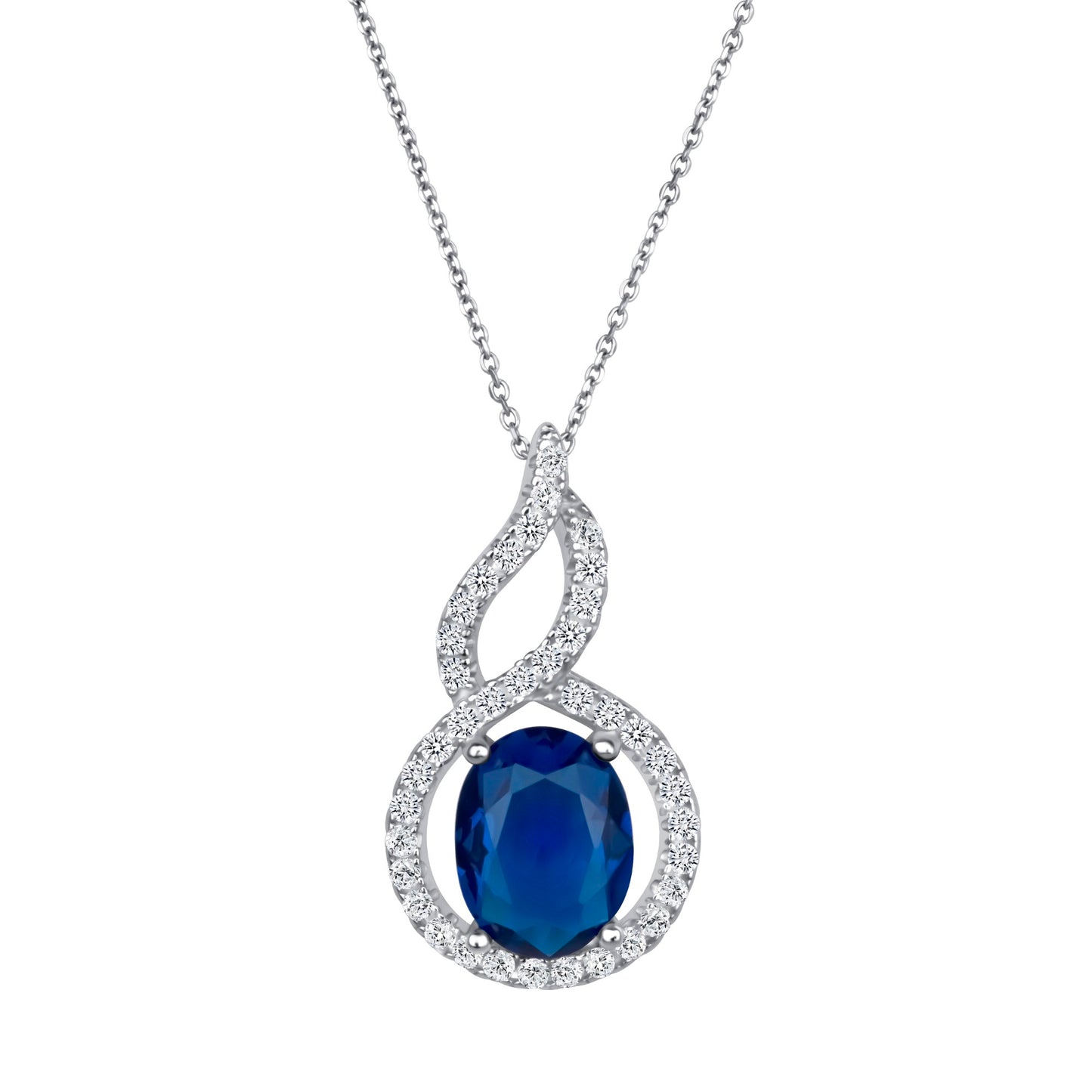 Oval Cut Sapphire Diamond Necklace
