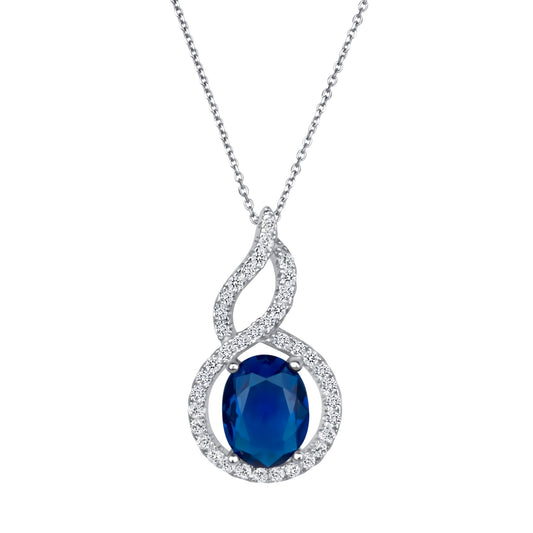 Oval Cut Sapphire Diamond Necklace