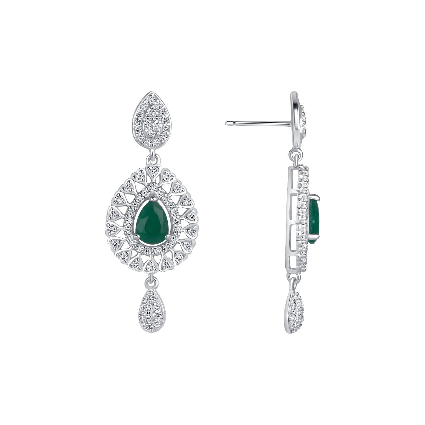 Pear Cut Lab Grown Emerald & Diamond Earrings 2 ct. tw.