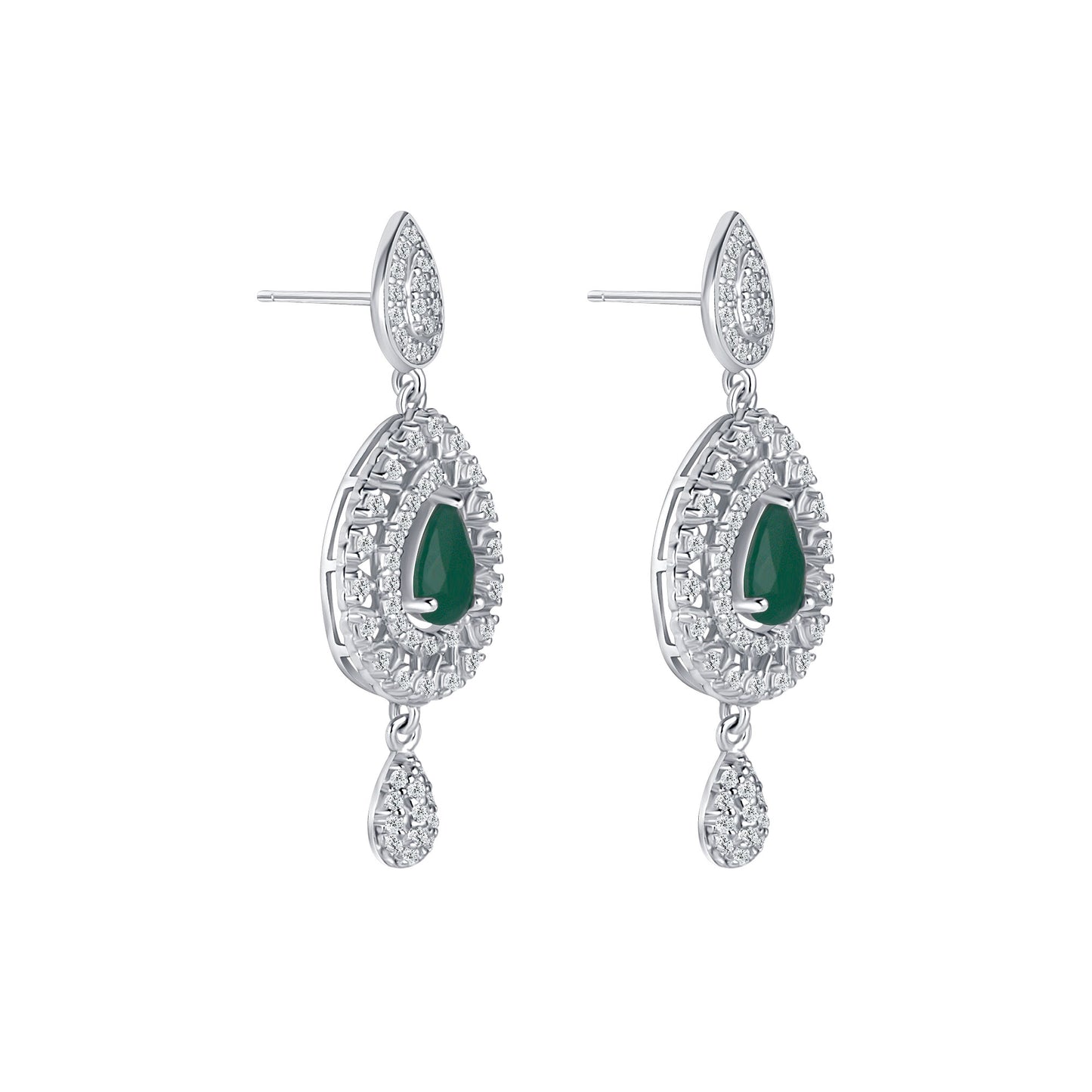 Pear Cut Lab Grown Emerald & Diamond Earrings 2 ct. tw.