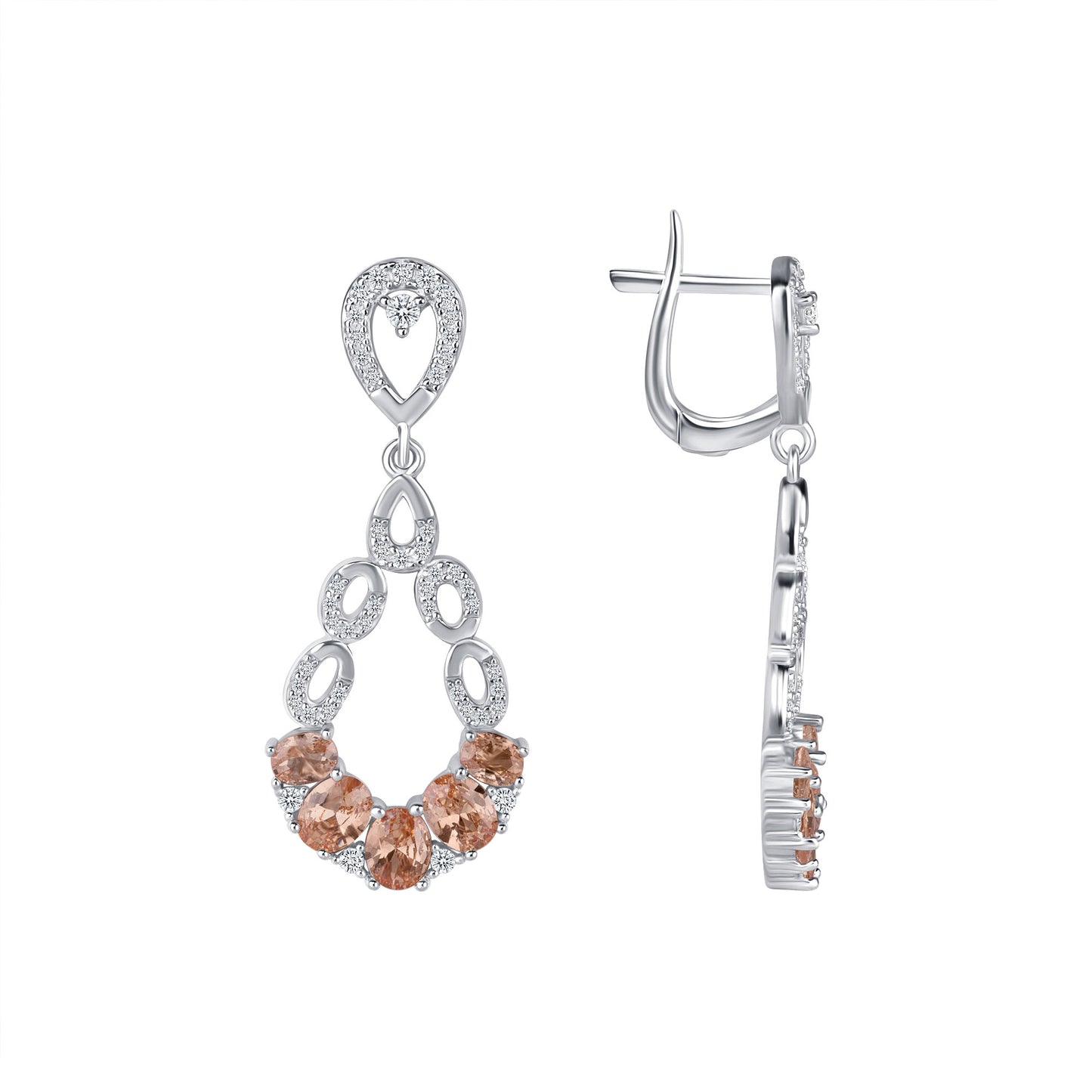 2 1/2 Carat Lab Grown Morganite & Diamond Earrings