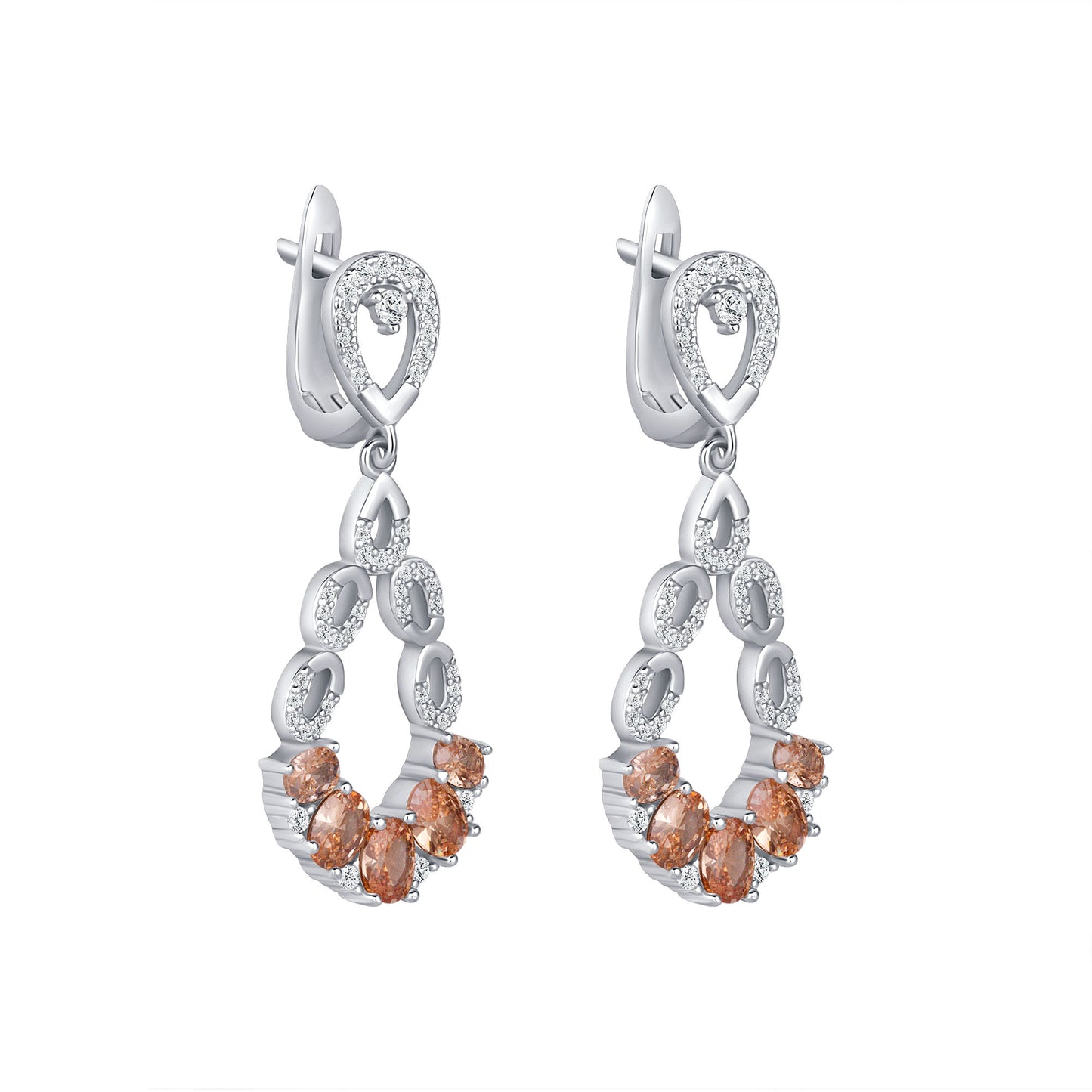 2 1/2 Carat Lab Grown Morganite & Diamond Earrings