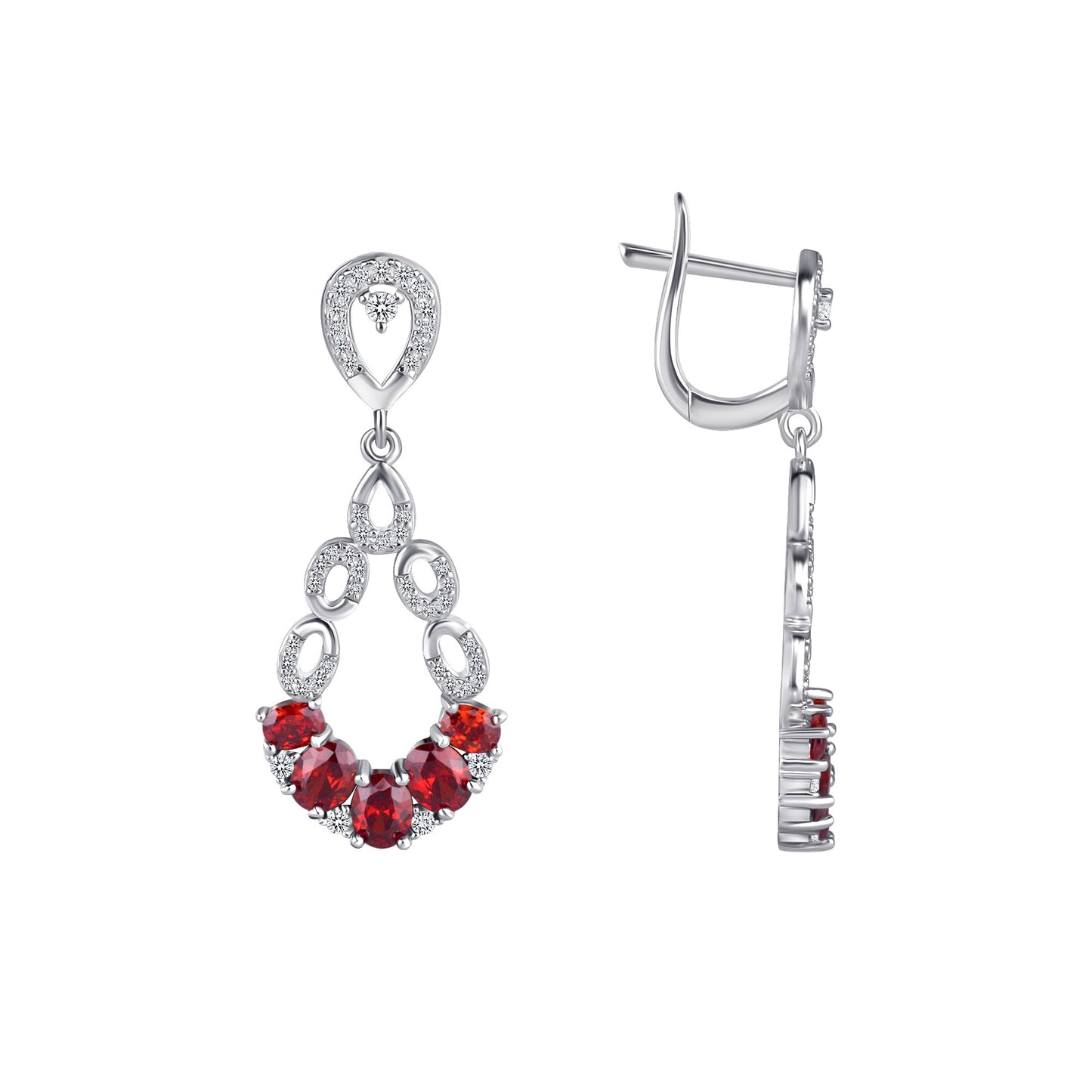 Oval Cut Ruby Diamond Earrings