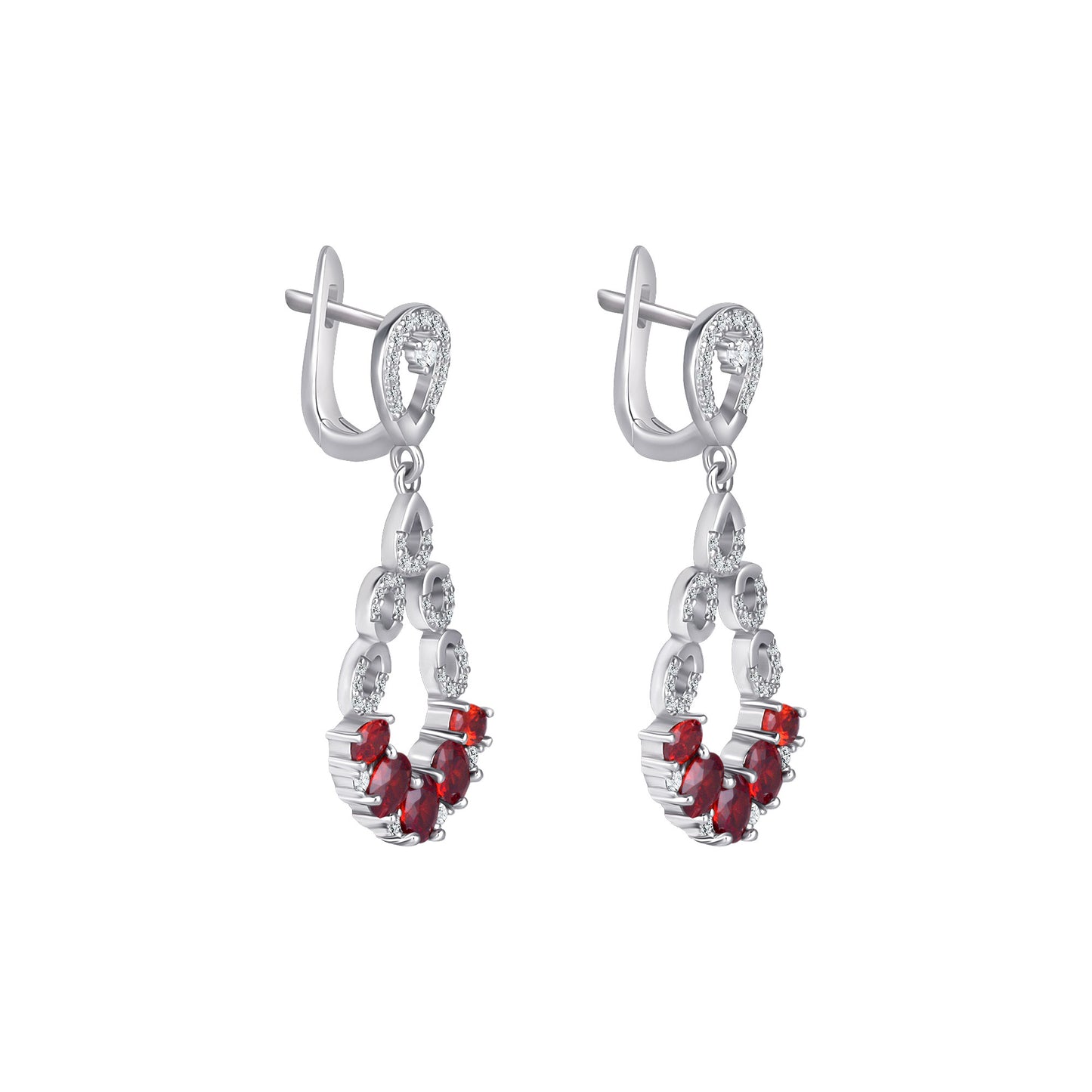 Oval Cut Ruby Diamond Earrings
